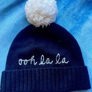 Kate Spade embroidered beanie with pom